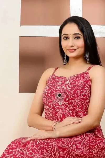 Red Colour Sleeveless White Block Print Dress